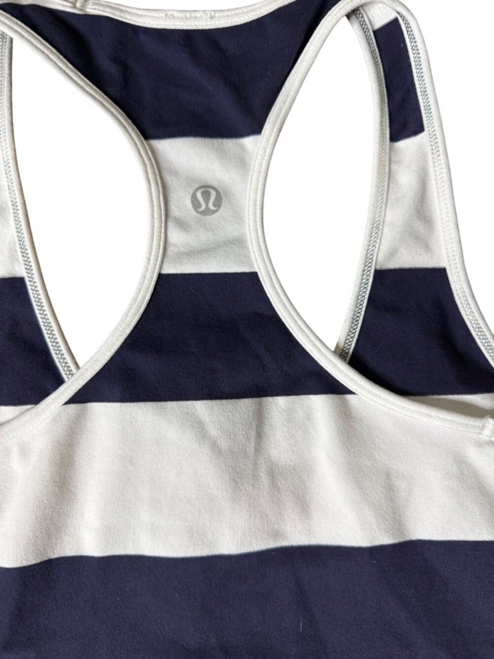 Lululemon Cool Racerback Extra Long Navy White Striped Tank Women Size 4 W1A21S - Picture 16 of 16